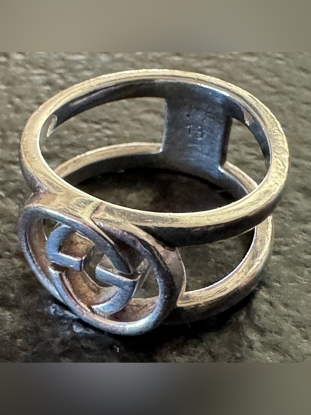 GUCCI Interlocking G Open Band Ring AG925 Sterling Silver Gucci Size 13/US 6-6.5 - Picture 2 of 7